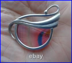 Scottish Stg Silver Art Nouveau Brooch Pat Cheney & John Ditchfield Glass 1980s