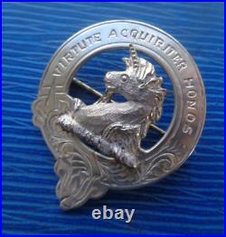 Scottish Stg Silver Brooch Badge h/m 1956 Medlock & Craik + Box Clan Richardson