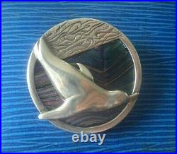 Scottish Stg Silver Dolphin Brooch & Pendant Pat Cheney + John Ditchfield Glass