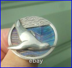 Scottish Stg Silver Dolphin Brooch & Pendant Pat Cheney + John Ditchfield Glass