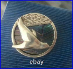 Scottish Stg Silver Dolphin Brooch & Pendant Pat Cheney + John Ditchfield Glass