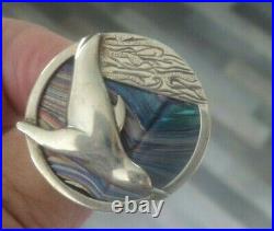 Scottish Stg Silver Dolphin Brooch & Pendant Pat Cheney + John Ditchfield Glass