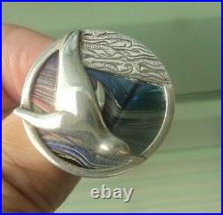 Scottish Stg Silver Dolphin Brooch & Pendant Pat Cheney + John Ditchfield Glass