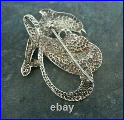 Scottish Stg. Silver Enamel Dolphin Brooch 1980s Norman Grant / Dust Jewellery