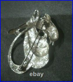 Scottish Stg. Silver Enamel Dolphin Brooch 1980s Norman Grant / Dust Jewellery