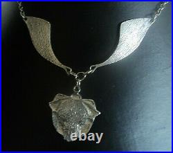 Scottish Stg Silver & Enamel Floral Pendant / Necklace Pat Cheney Ortak c. 1990