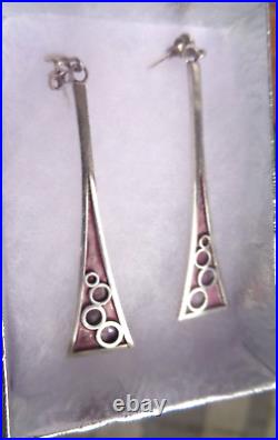 Scottish Stg Silver Enamel Modernist Earrings Norman Grant h/m 1971/2 Edinburgh