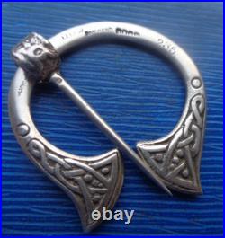 Scottish Stg Silver Iona Celtic Viking Ship DOUBLE SIDED Brooch h/m 1944 Glasgow