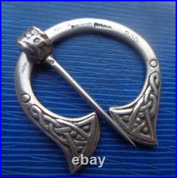 Scottish Stg Silver Iona Celtic Viking Ship DOUBLE SIDED Brooch h/m 1944 Glasgow