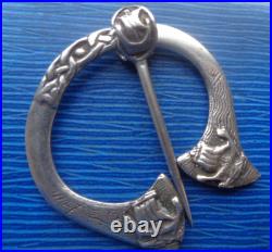 Scottish Stg Silver Iona Celtic Viking Ship DOUBLE SIDED Brooch h/m 1944 Glasgow