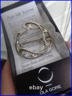 Scottish Stg Silver Mackintosh SCARF Brooch + Box Ola Gorie 1994 /1990 Edinburgh