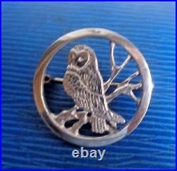Scottish Stg. Silver OWL Brooch h/m 1981 Edinburgh Malcolm Gray of Ortak Orkney