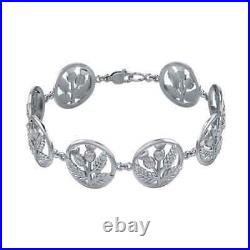 Scottish Thistle Link. 925 Sterling Silver Bracelet by Peter Stone Fine Jewelry