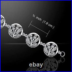 Scottish Thistle Link. 925 Sterling Silver Bracelet by Peter Stone Fine Jewelry