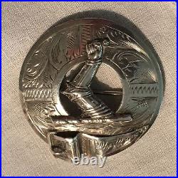 Scottish Thistle Sterling Silver Brooch Large Pin Vtg Flower 925 Antique