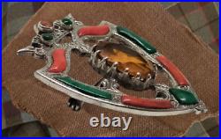 Scottish Traditional Sterling Silver Citrine & Agates Luckenbooth Brooch