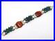 Scottish Victorian Sterling Silver, Carnelian, Moss Agate Panel Bracelet Antique