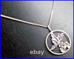 Scottish Vintage Sterling Silver Enamel DRAGONFLY Pendant c. 1980s Norman Grant