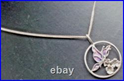 Scottish Vintage Sterling Silver Enamel DRAGONFLY Pendant c. 1980s Norman Grant