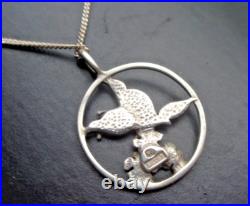 Scottish Vintage Sterling Silver Enamel DRAGONFLY Pendant c. 1980s Norman Grant