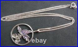 Scottish Vintage Sterling Silver Enamel DRAGONFLY Pendant c. 1980s Norman Grant