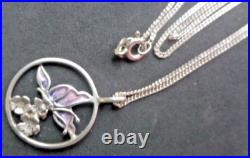 Scottish Vintage Sterling Silver Enamel DRAGONFLY Pendant c. 1980s Norman Grant