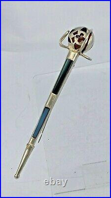 Scottish claymore sword silver pin or brooch set with semi precious stones