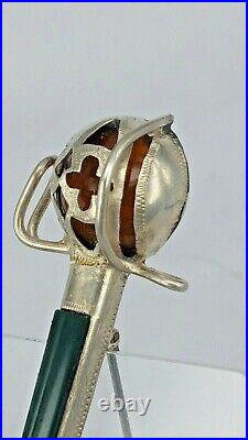Scottish claymore sword silver pin or brooch set with semi precious stones