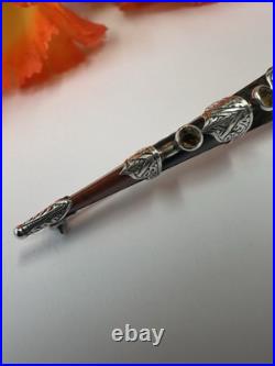 Scottish silver kilt pin. Citrine, Bloodstone & Agate