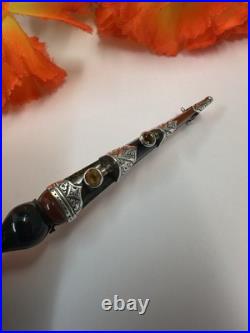 Scottish silver kilt pin. Citrine, Bloodstone & Agate