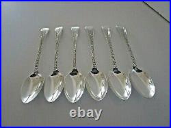 Set 6 Scottish Victorian Sterling Silver Teaspoons, Hallmarked Glasgow 1880