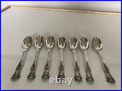 Set Of 7 Victorian Kings Pattern Scottish Sterling Silver Tea Spoons (glas 1877)