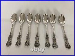 Set Of 7 Victorian Kings Pattern Scottish Sterling Silver Tea Spoons (glas 1877)