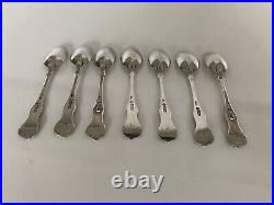 Set Of 7 Victorian Kings Pattern Scottish Sterling Silver Tea Spoons (glas 1877)