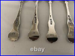 Set Of 7 Victorian Kings Pattern Scottish Sterling Silver Tea Spoons (glas 1877)