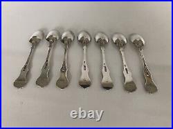 Set Of 7 Victorian Kings Pattern Scottish Sterling Silver Tea Spoons (glas 1877)