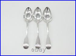 Set of 3 Georgian Scottish Sterling Silver Crested Serving Spoons 1821 Edinburgh