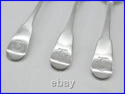 Set of 3 Georgian Scottish Sterling Silver Crested Serving Spoons 1821 Edinburgh