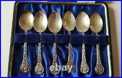 Set of 6 Scottish Sterling Silver TeaSpoons (1950) Celtic knotwork Viking Galley