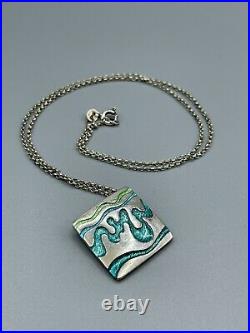 Shetland Jewellery Company Vintage Scottish Sterling Silver & Enamel Pendant