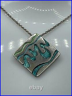 Shetland Jewellery Company Vintage Scottish Sterling Silver & Enamel Pendant