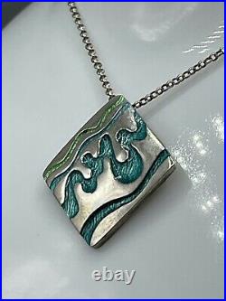 Shetland Jewellery Company Vintage Scottish Sterling Silver & Enamel Pendant