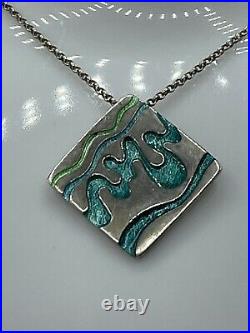 Shetland Jewellery Company Vintage Scottish Sterling Silver & Enamel Pendant