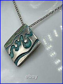 Shetland Jewellery Company Vintage Scottish Sterling Silver & Enamel Pendant