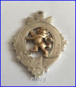 Silver & 9ct Gold Scottish Rampage Lion Pendant