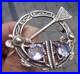 Silver Scottish Brooch Amethyst Celtic Vintage LARGE HEAVY hm 1960 Ward Brothers
