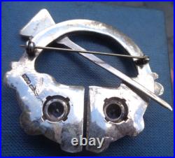 Silver Scottish Brooch Amethyst Celtic Vintage LARGE HEAVY hm 1960 Ward Brothers