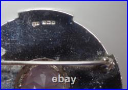 Silver Scottish Brooch Amethyst Celtic Vintage LARGE hallmark 1971 Ward Brothers