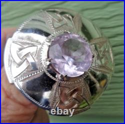 Silver Scottish Brooch Amethyst Celtic Vintage LARGE hallmark 1971 Ward Brothers