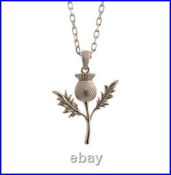 Silver Thistle Necklace Hallmarked Sterling Silver Scottish Thistle Pendant